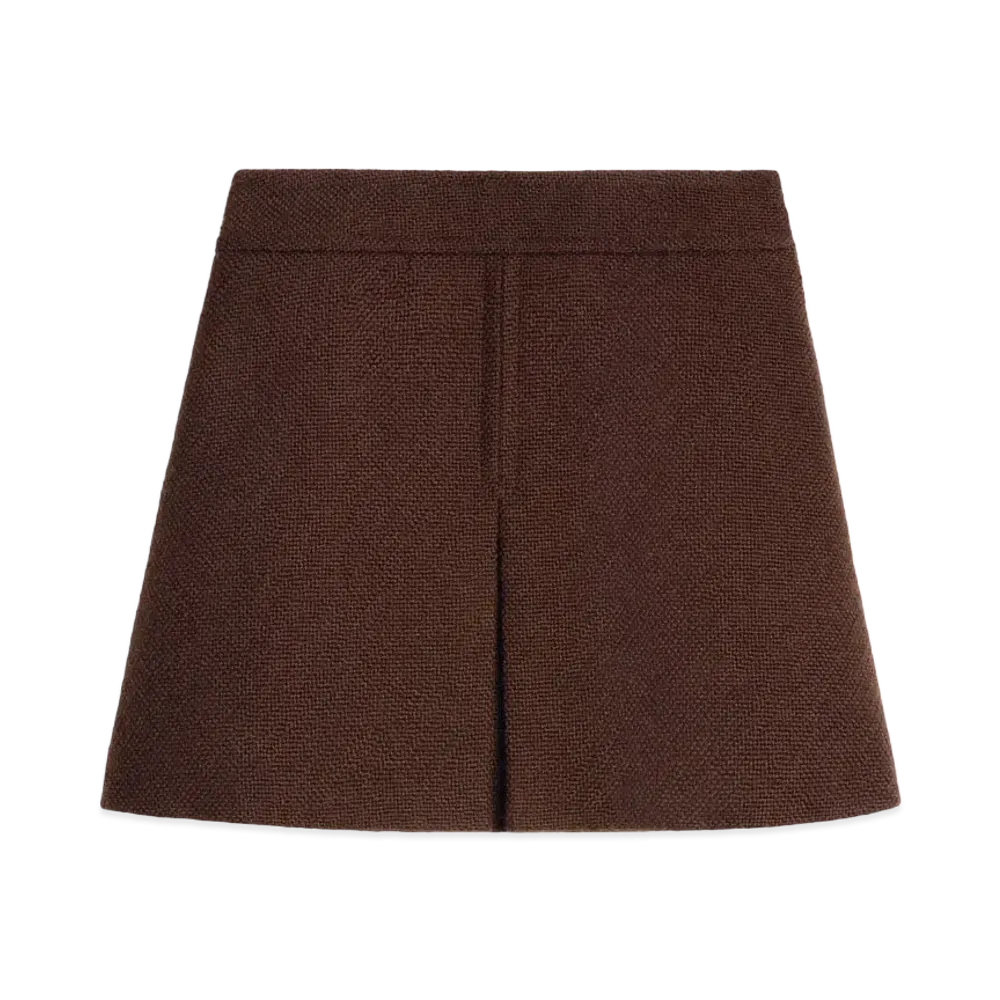 CELINE Trapeze Mini Skirt In Wool Tweed "Cafe"
