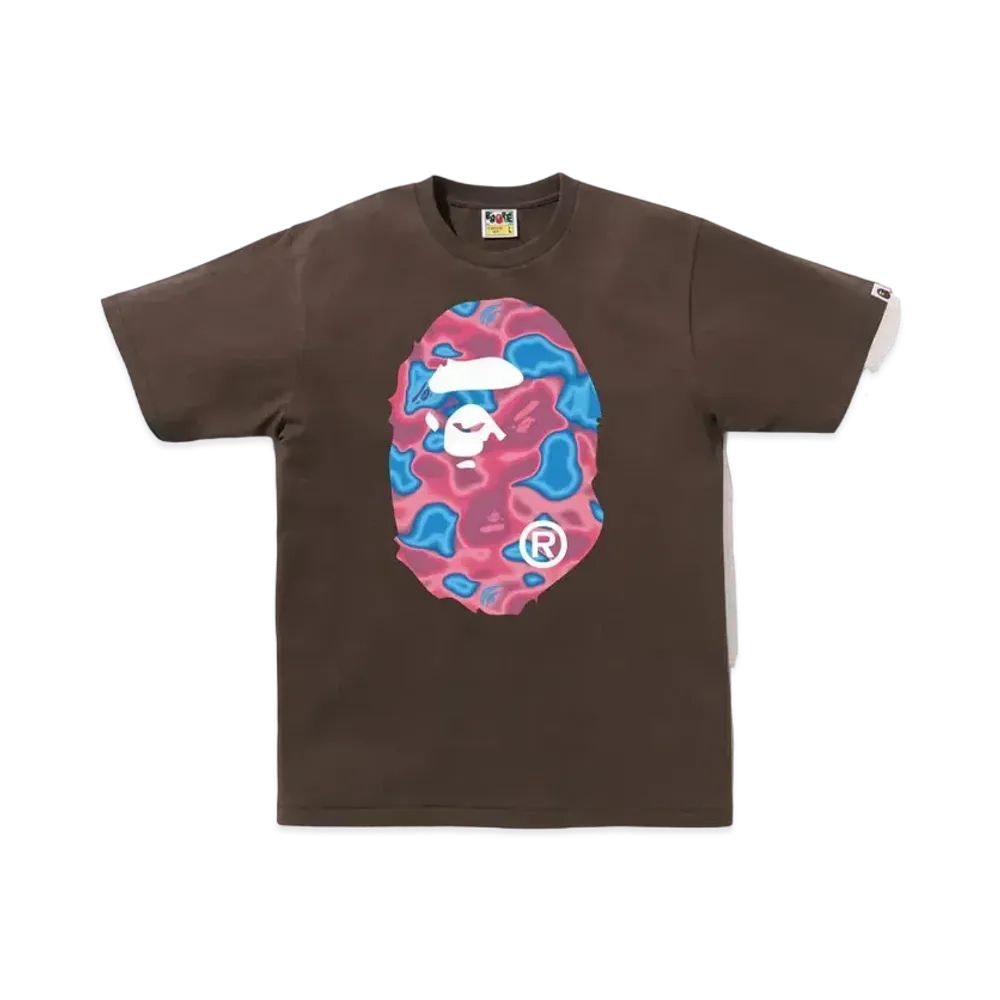 A BATHING APE Liquid Camo Big Ape Head Tee "Brown"