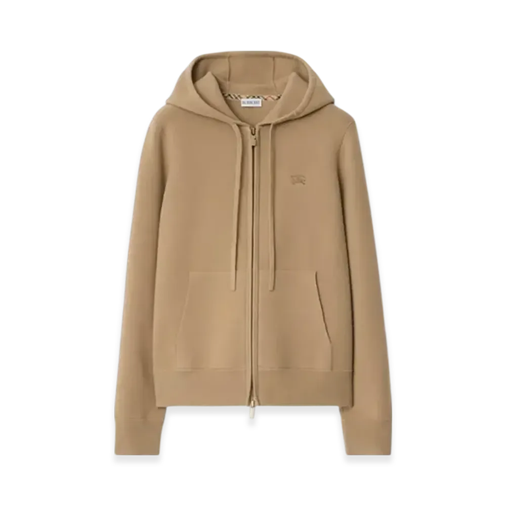 Burberry Cashmere Blend Zip Hoodie "Flax"