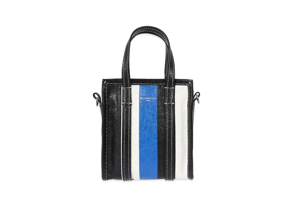 BALENCIAGA Bazaar Extra Small Shopping Bag "White/Black/Blue"