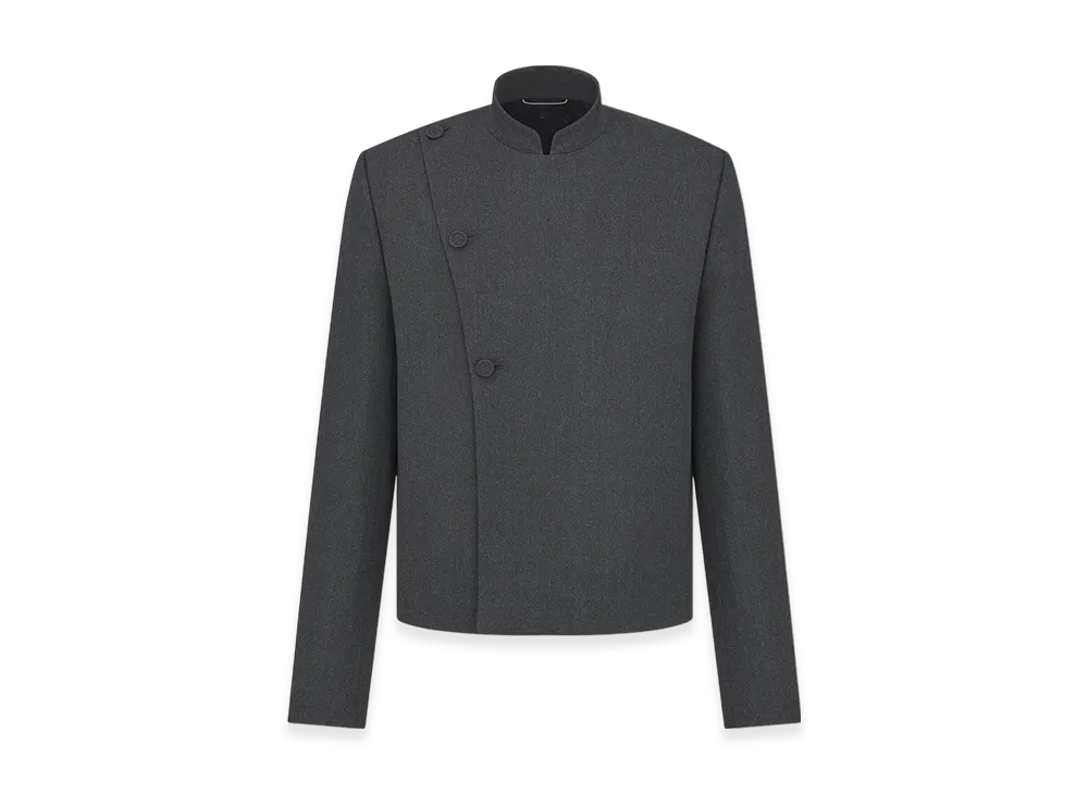 Dior x Lewis Hamilton Officer Collar Jacket in Wool Cavalry Twill "Anthracite Gray"