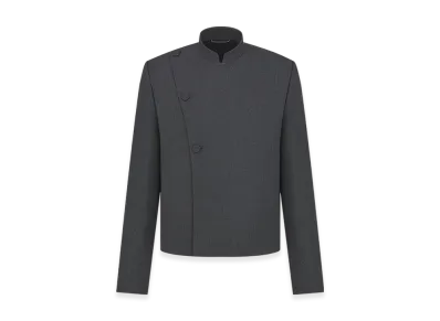 Dior x Lewis Hamilton Officer Collar Jacket in Wool Cavalry Twill "Anthracite Gray"