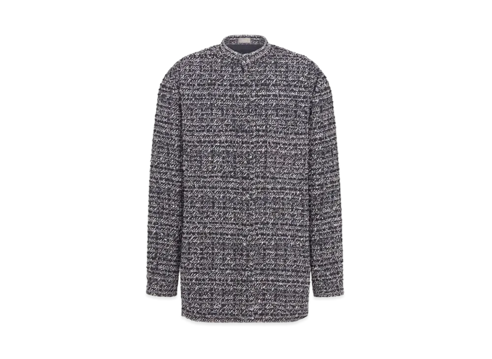 Dior x LEWIS HAMILTON Officer Collar Shirt Cotton and Wool Blend Tweed "Blue"