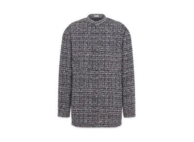 Dior x LEWIS HAMILTON Officer Collar Shirt Cotton and Wool Blend Tweed "Blue"