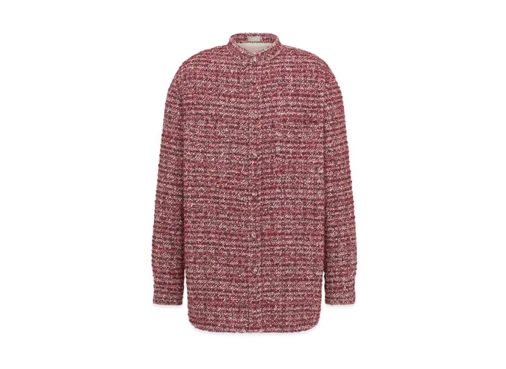 Dior x LEWIS HAMILTON Officer Collar Shirt Cotton and Wool Blend Tweed "Burgundy"