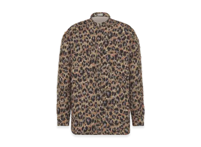 Dior x Lewis Hamilton Oversized Shirt Leopard in Cotton & Wool Blend Tweed "Beige"