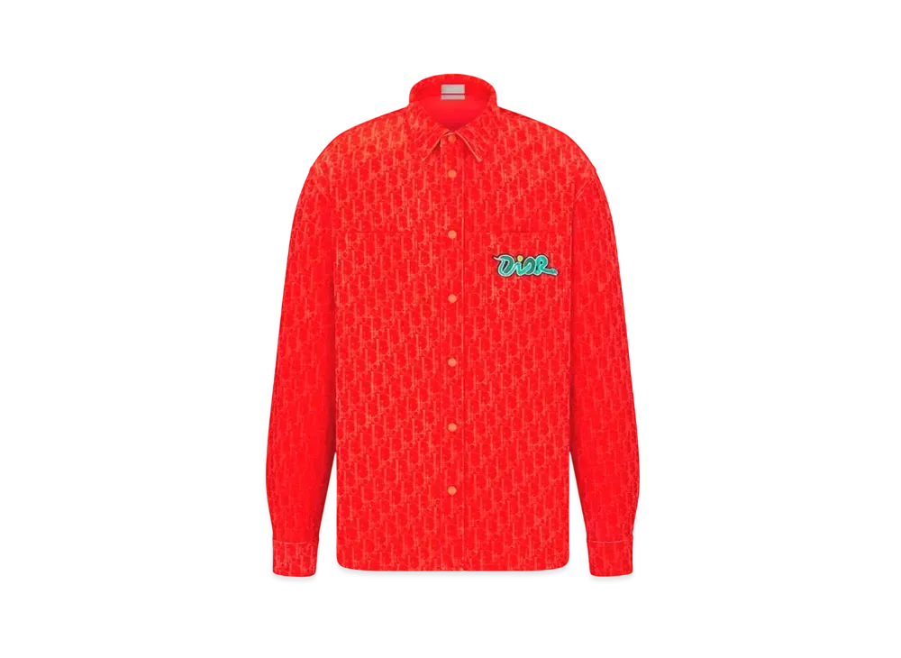Dior x KAWS Overshirt Cotton-Blend Denim "Red/Green"