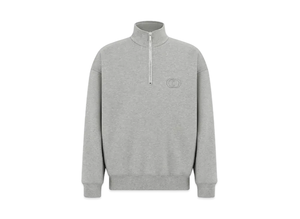 Dior CD Icon Half-Zip Sweatshirt Cotton Fleece "Gray"