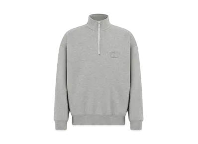 Dior CD Icon Half-Zip Sweatshirt Cotton Fleece "Gray"