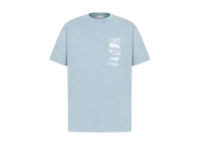 Dior Archives Labels T-Shirt Relaxed Fit Cotton Jersey "Blue"