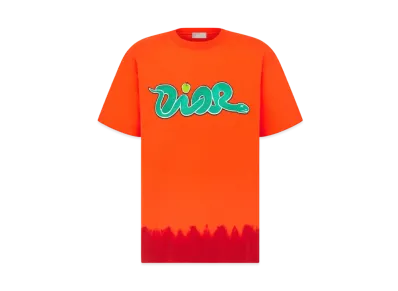 Dior x KAWS T-Shirt Relaxed Fit Cotton Jersey "Orange/Red/Green"