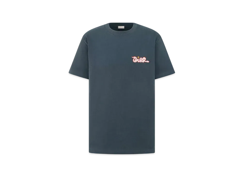 Dior x KAWS T-Shirt Relaxed Fit Cotton Jersey "Blue"