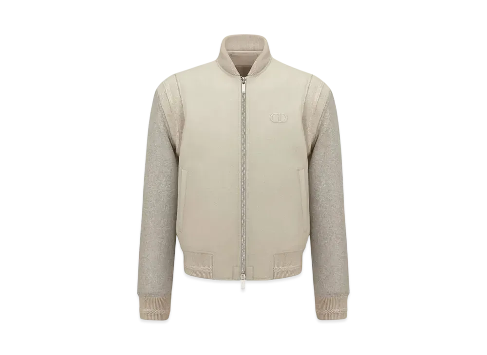 Dior Men's CD Icon Varsity Jacket Cowhide Leather "Beige"