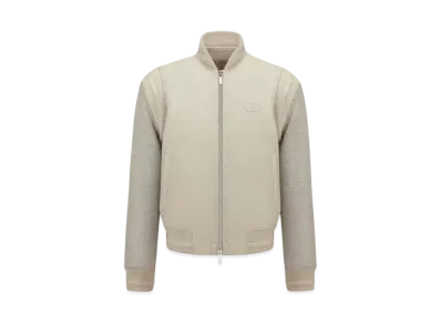 Dior Men's CD Icon Varsity Jacket Cowhide Leather "Beige"