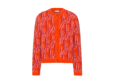 Dior Oblique Cardigan Mohair and Wool Blend Knit "Orange/Red"