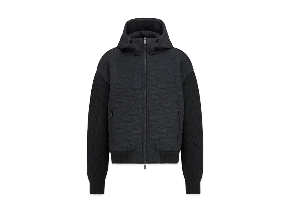Dior Oblique Hooded Blouson Jacket Cotton Blend Knit "Black"