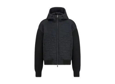 Dior Oblique Hooded Blouson Jacket Cotton Blend Knit "Black"