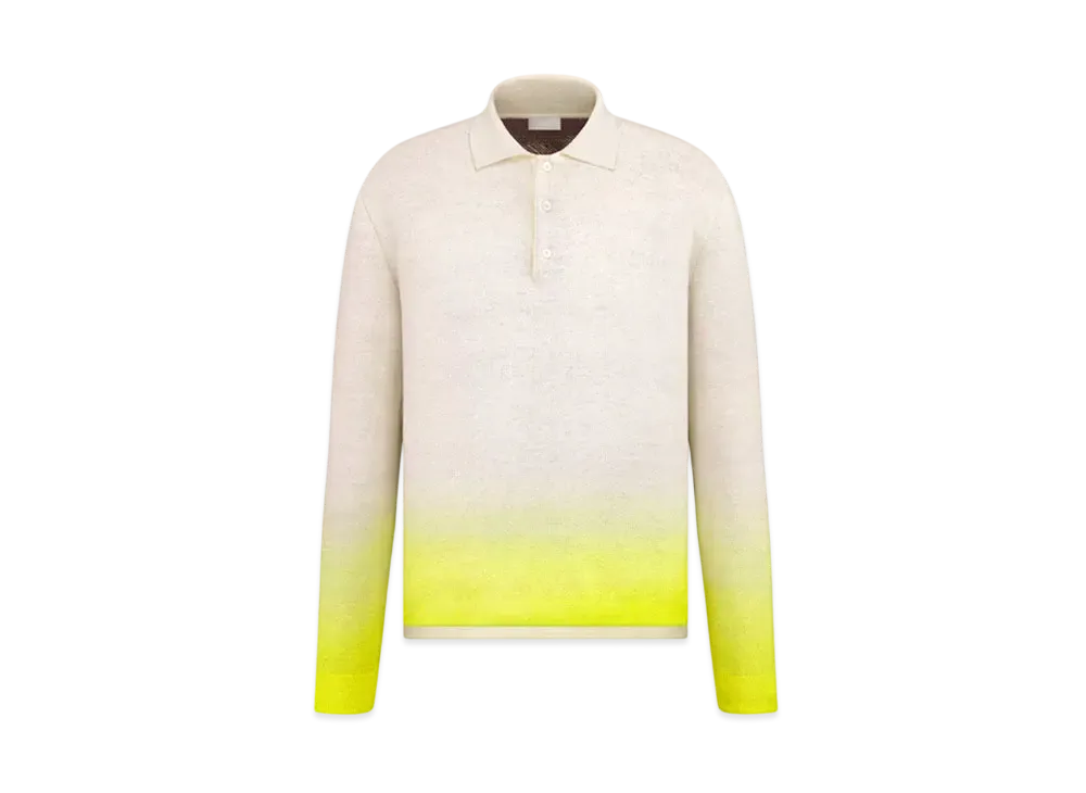 Dior x KAWS Long-Sleeved Polo Shirt Cotton Jacquard "White/Yellow"