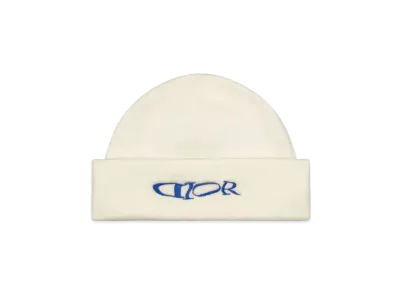 Dior x LEWIS HAMILTON Beanie Wool and Cashmere Blend Knit "Ecru/Blue"