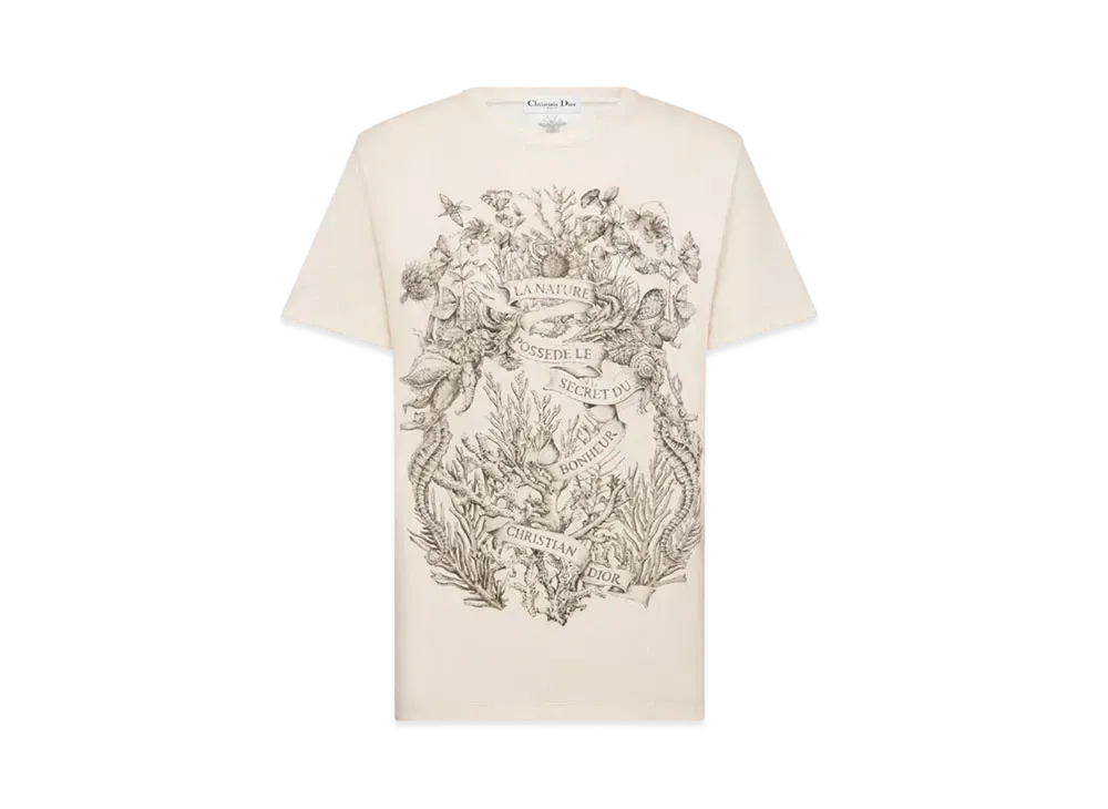 Dior T-Shirt Cotton Jersey with Dior Cabinet de Curiosites Motif "White/Black"