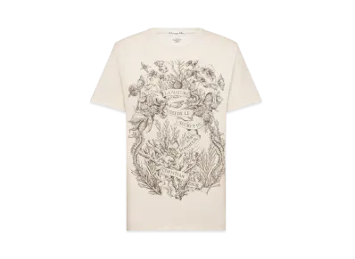 Dior T-Shirt Cotton Jersey with Dior Cabinet de Curiosites Motif "White/Black"