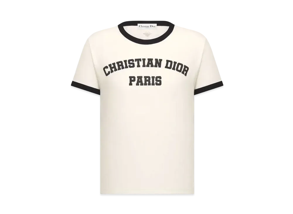 Dior T-Shirt Cotton and Linen Jersey "White/Black"