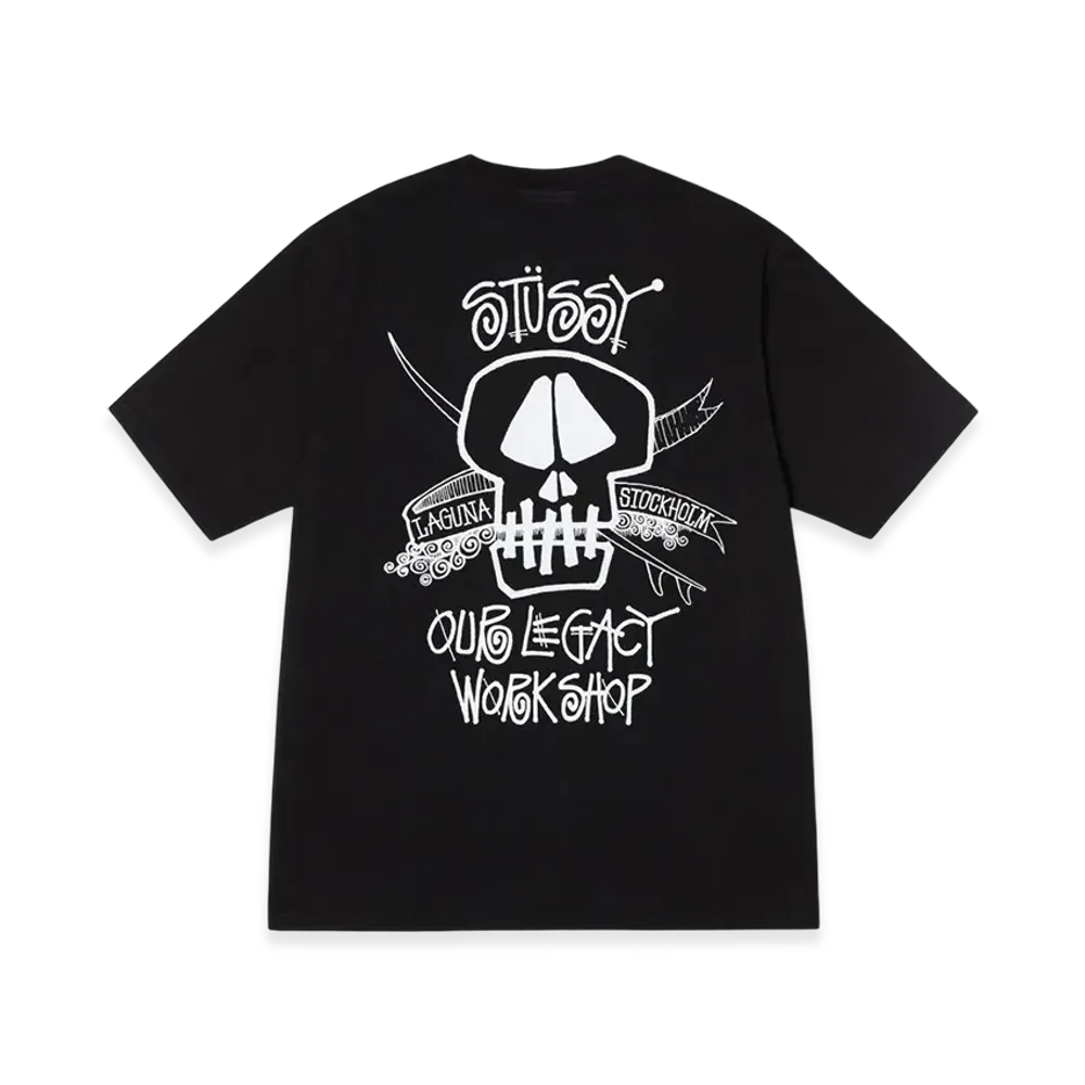 Stussy x Our Legacy Work Shop Surf Skull Pigment Dyed Tee "Black"