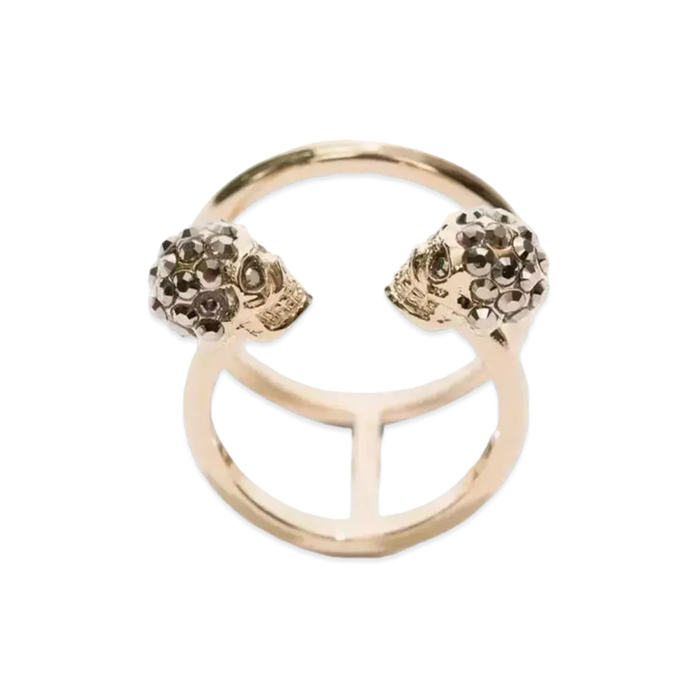 Alexander McQUEEN Twin Skull Double Ring "Gold"
