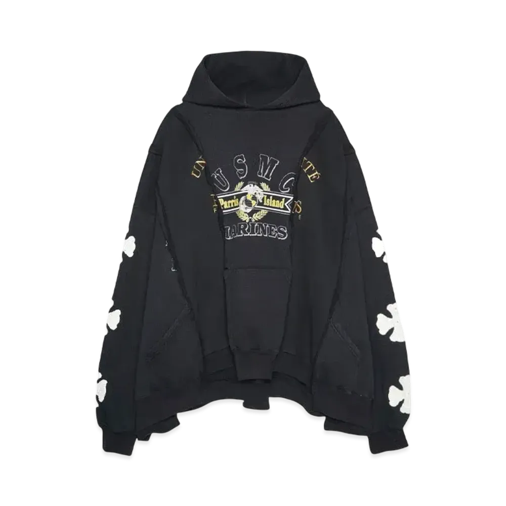DISCOVERED LOOPING WIDE COLLEGE HOODIE with IRON CROSS CROCHET_ver.03 "WHITE"