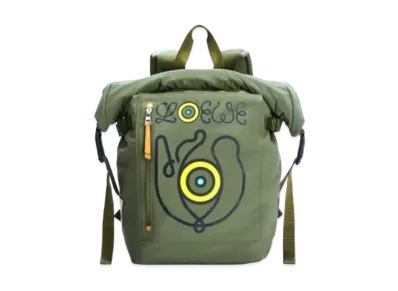 LOEWE Roll Top Backpack In Recycled Nylon "Khaki Green"