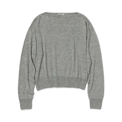 AURALEE Super Fine Cashmere Silk Knit Boat Neck P/O "Top Gray"