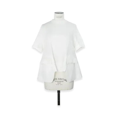sacai Wool Suiting x Cotton Knit Pullover "Off White"