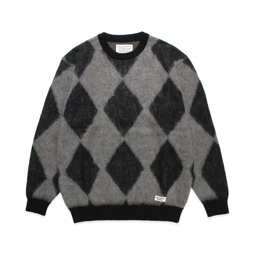 WACKO MARIA Diamond Mohair Knit Sweater "Gray"