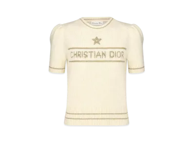 Dior Short-Sleeved Sweater Blended Virgin Wool and Cashmere Knit "Gold"