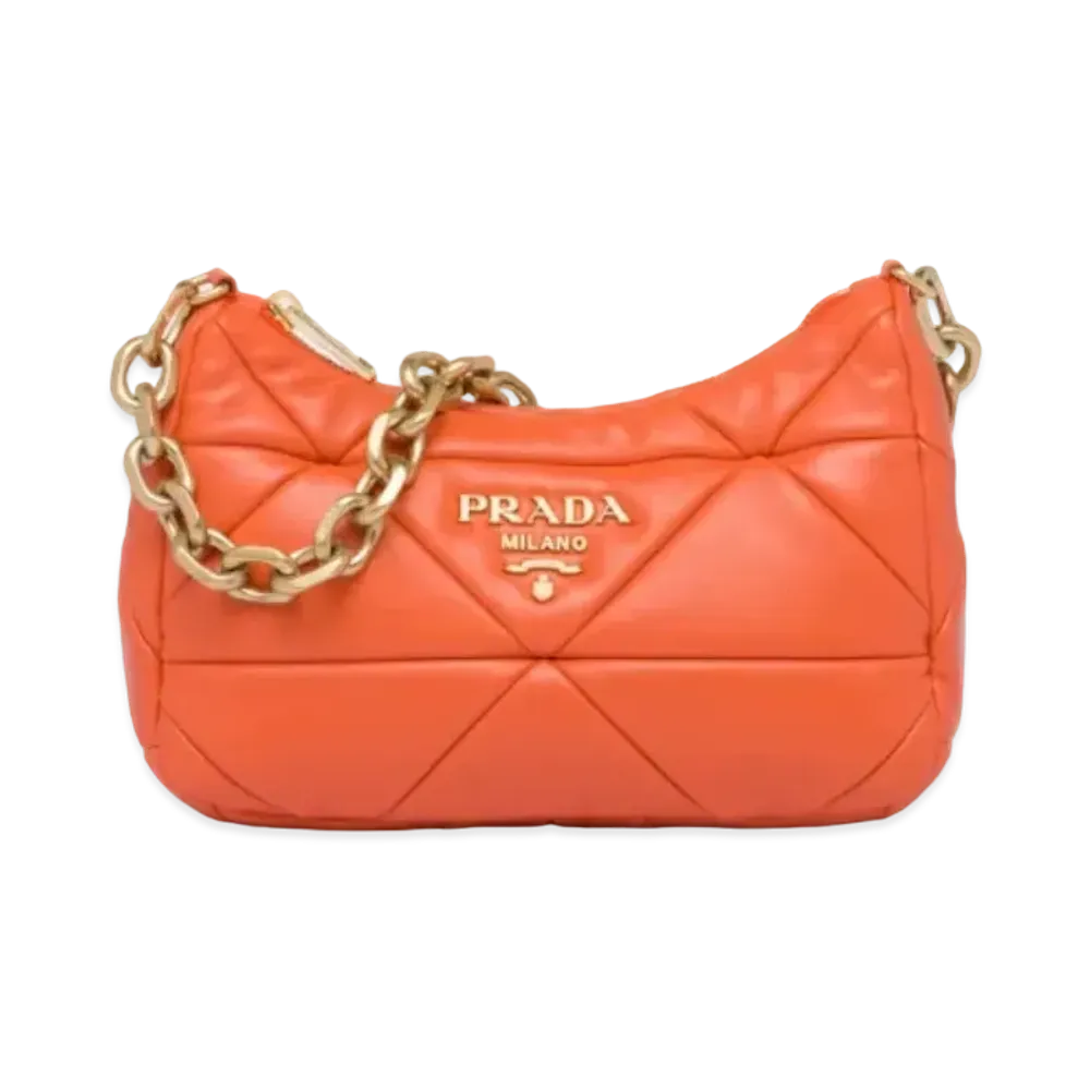 PRADA System Nappa Leather Patchwork Bag "Orange"