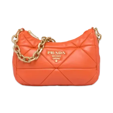 PRADA System Nappa Leather Patchwork Bag "Orange"
