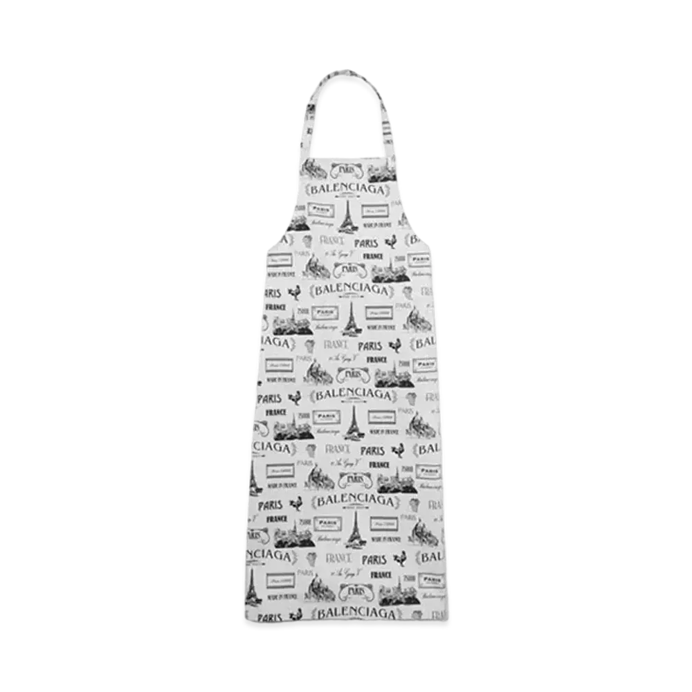 BALENCIAGA Paris Resto Apron in Cotton Gabardine "Gray/Black"