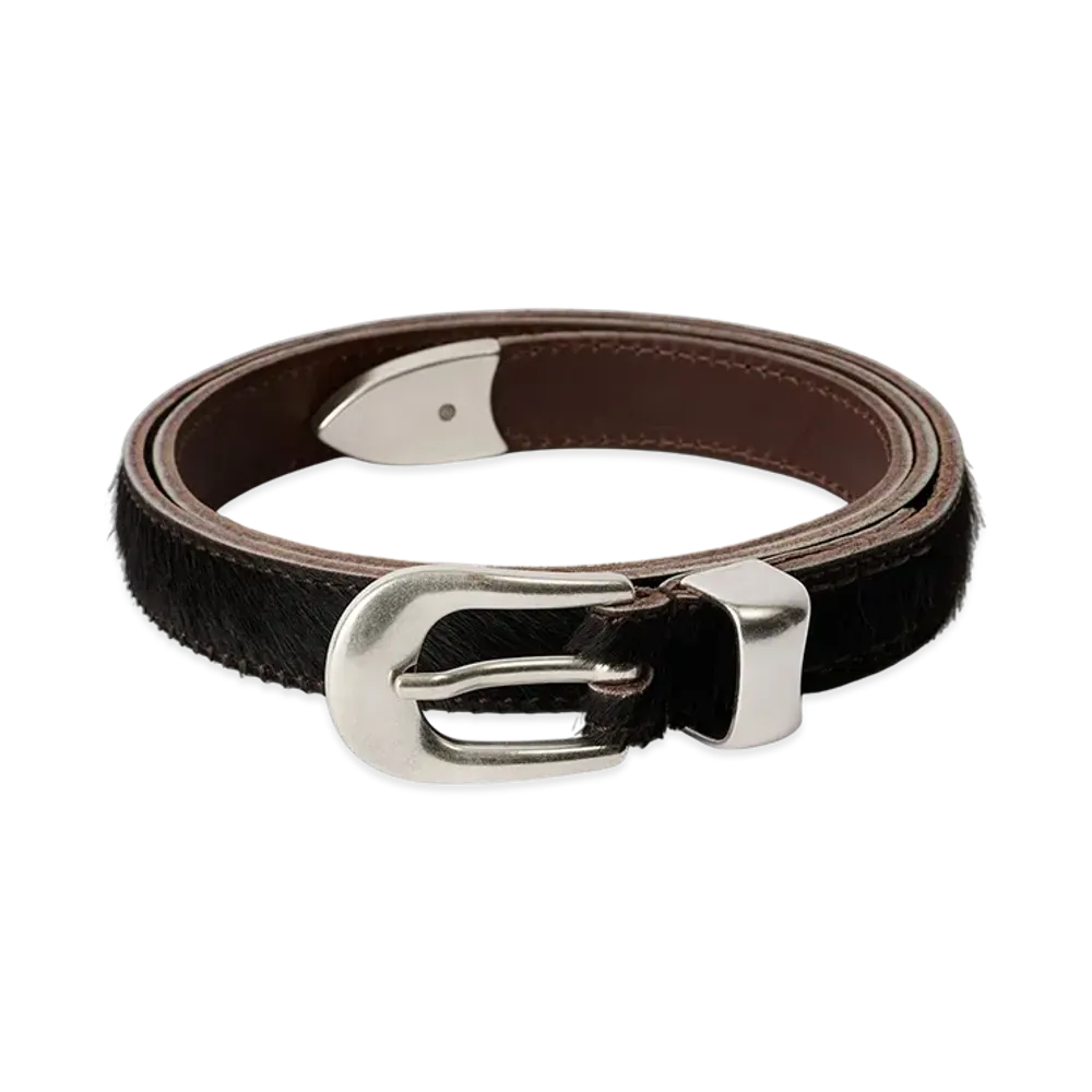 OUR LEGACY 2cm Belt "Chocolate Hair On Hide"