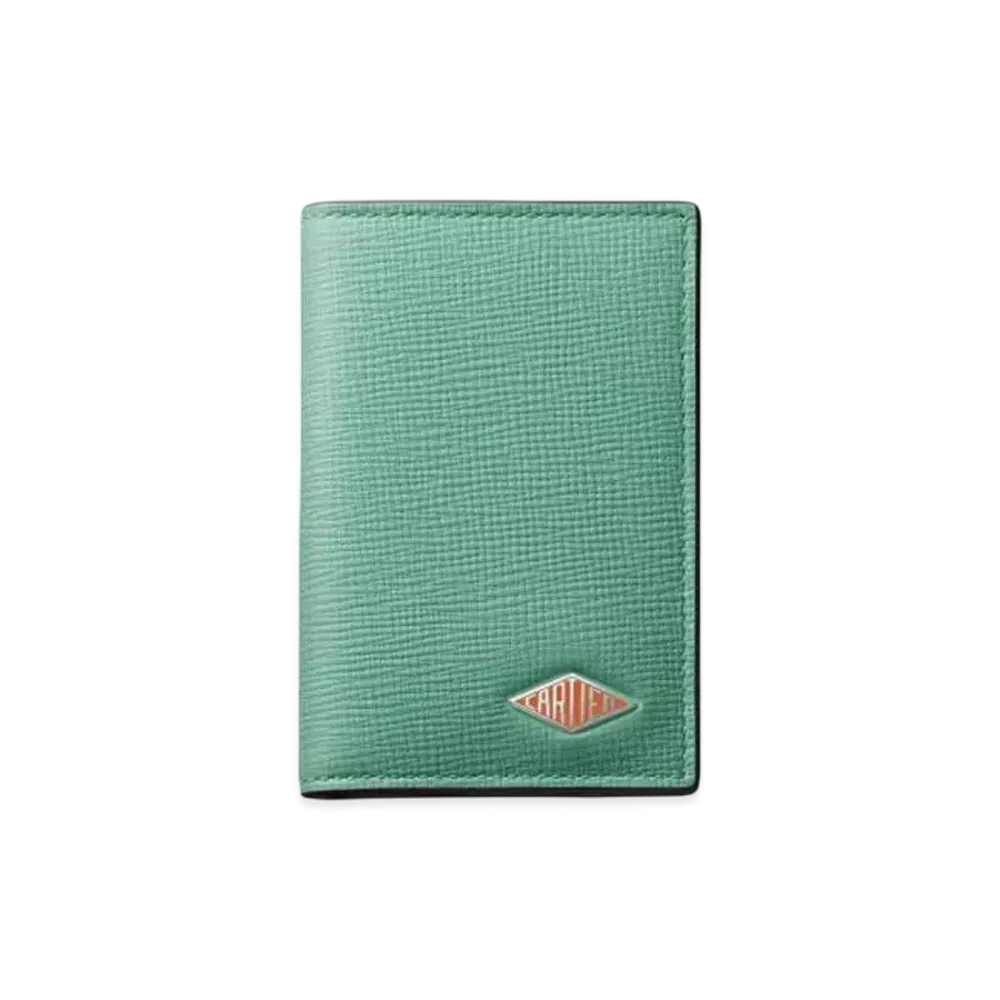 Cartier Losange Small Leather Goods, Card Holder "Jade Green/Tangerine"