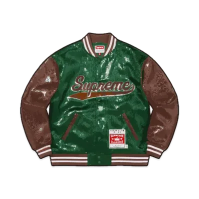 Supreme x Mitchell & Ness Sequin Varsity Jacket "Green"