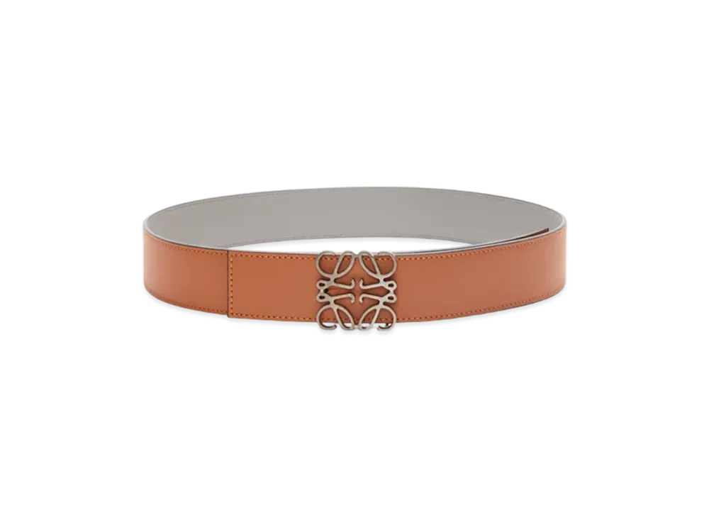 LOEWE Reversible Anagram Belt "Tan/Asphalt Grey/Pewter"