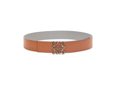 LOEWE Reversible Anagram Belt "Tan/Asphalt Grey/Pewter"