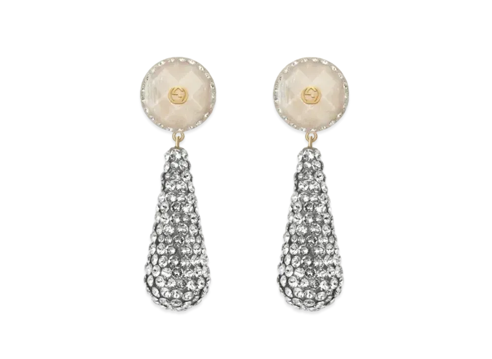 GUCCI Crystal Inlaid Pendant Earrings "Crystal"