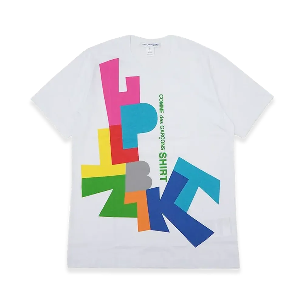 COMME des GARCONS SHIRT Cotton Plain Poplin With Print Digital Print C T-Shirt-24 "White"