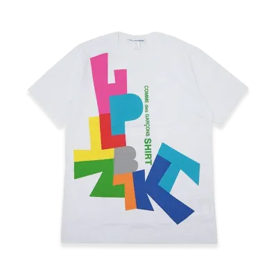 COMME des GARCONS SHIRT Cotton Plain Poplin With Print Digital Print C T-Shirt-24 "White"