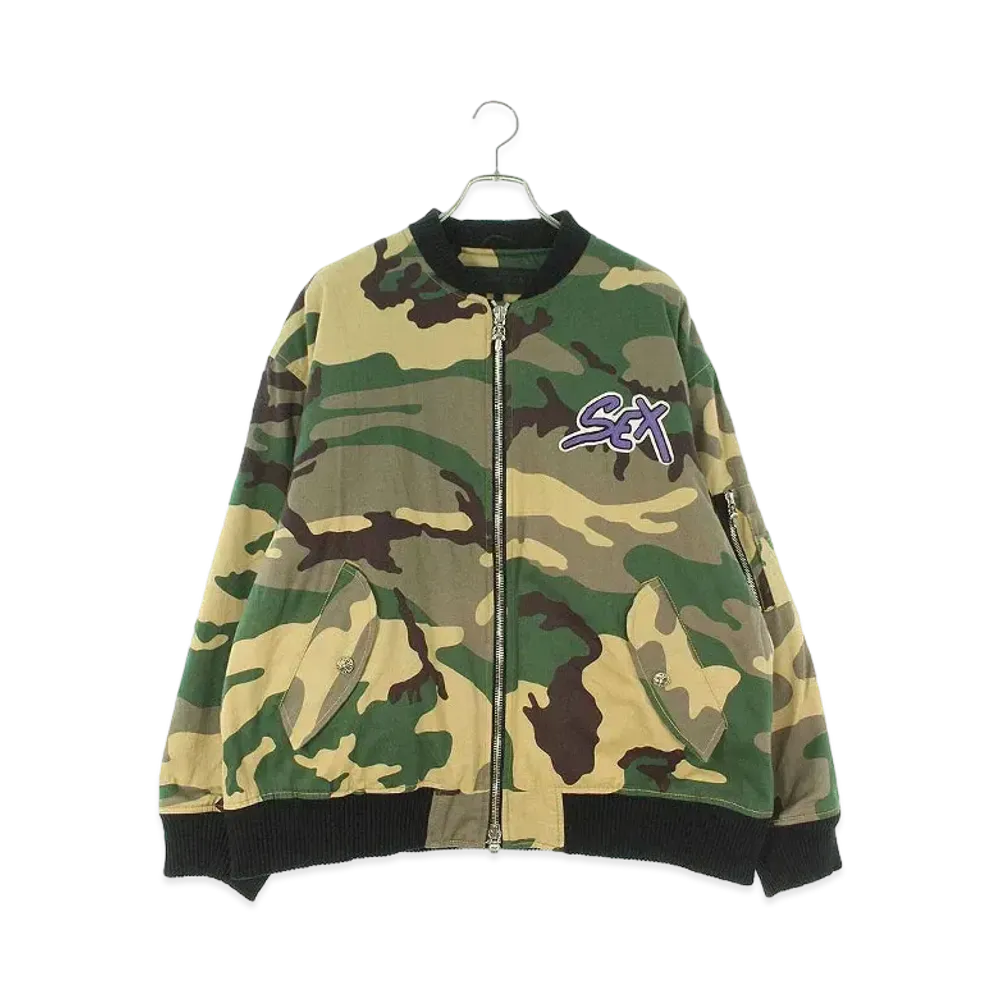 Chrome Hearts P JKT U Sex Records Double Zip Camouflage Bomber Jacket