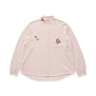TTTMSW Flower Embroidery Knit Shirt "Pink"