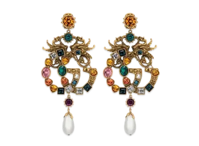 GUCCI Crystal Double G Earrings "Gold"