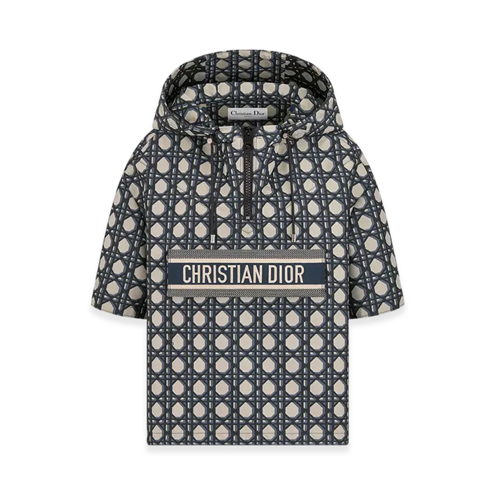 Dior Women's Macrocannage Short-Sleeved Hooded Short Anorak "Navy Blue"