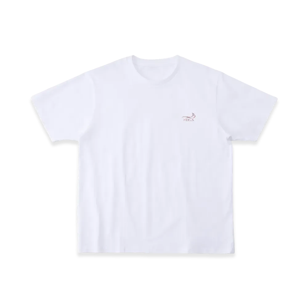 FEELS. One Point Logo Stitch T-Shirt "White/Light Pink"